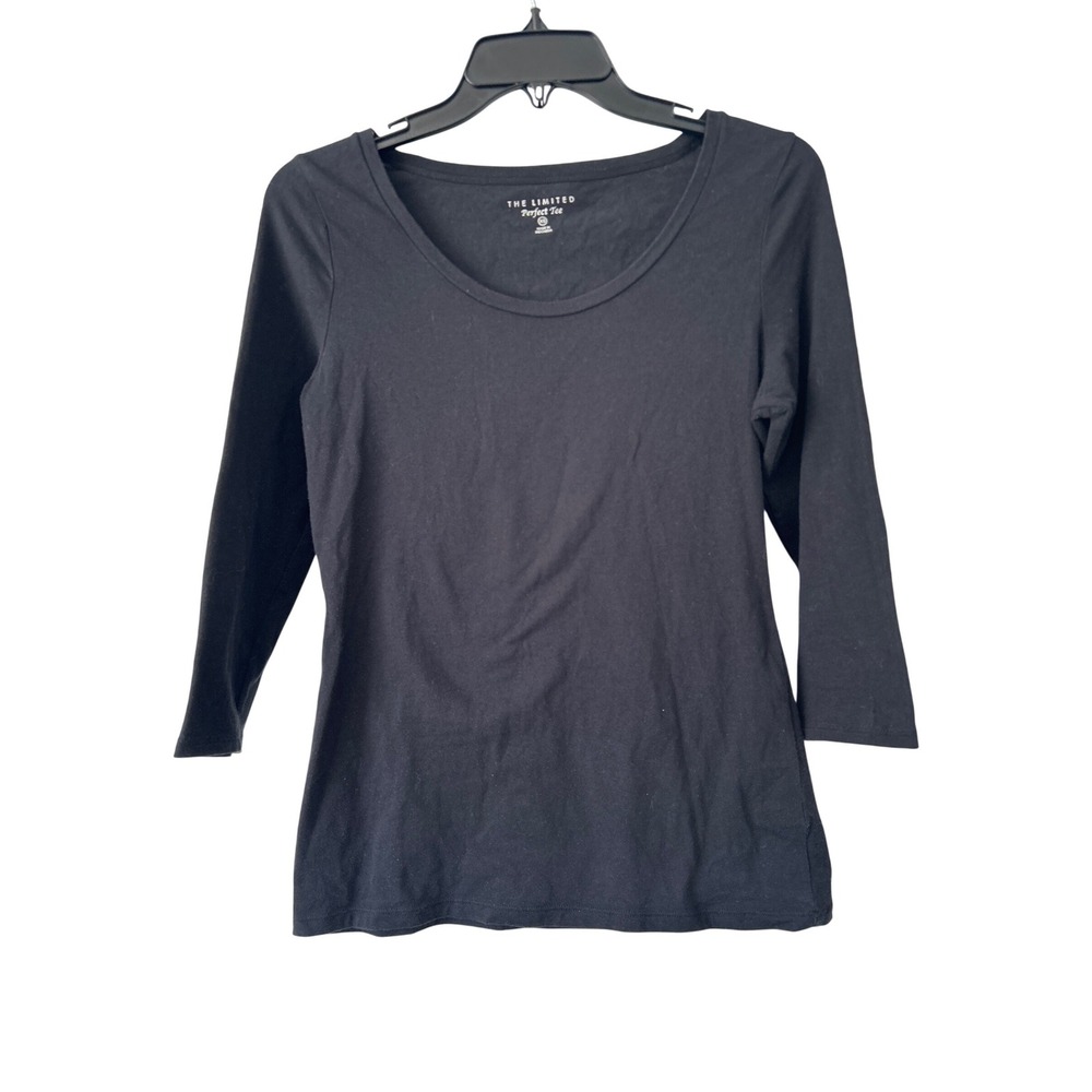 The Limited Perfect Tee Black Scoop Neck 3/4 Sleeve Top‎ XS Cotton Stretch Basic